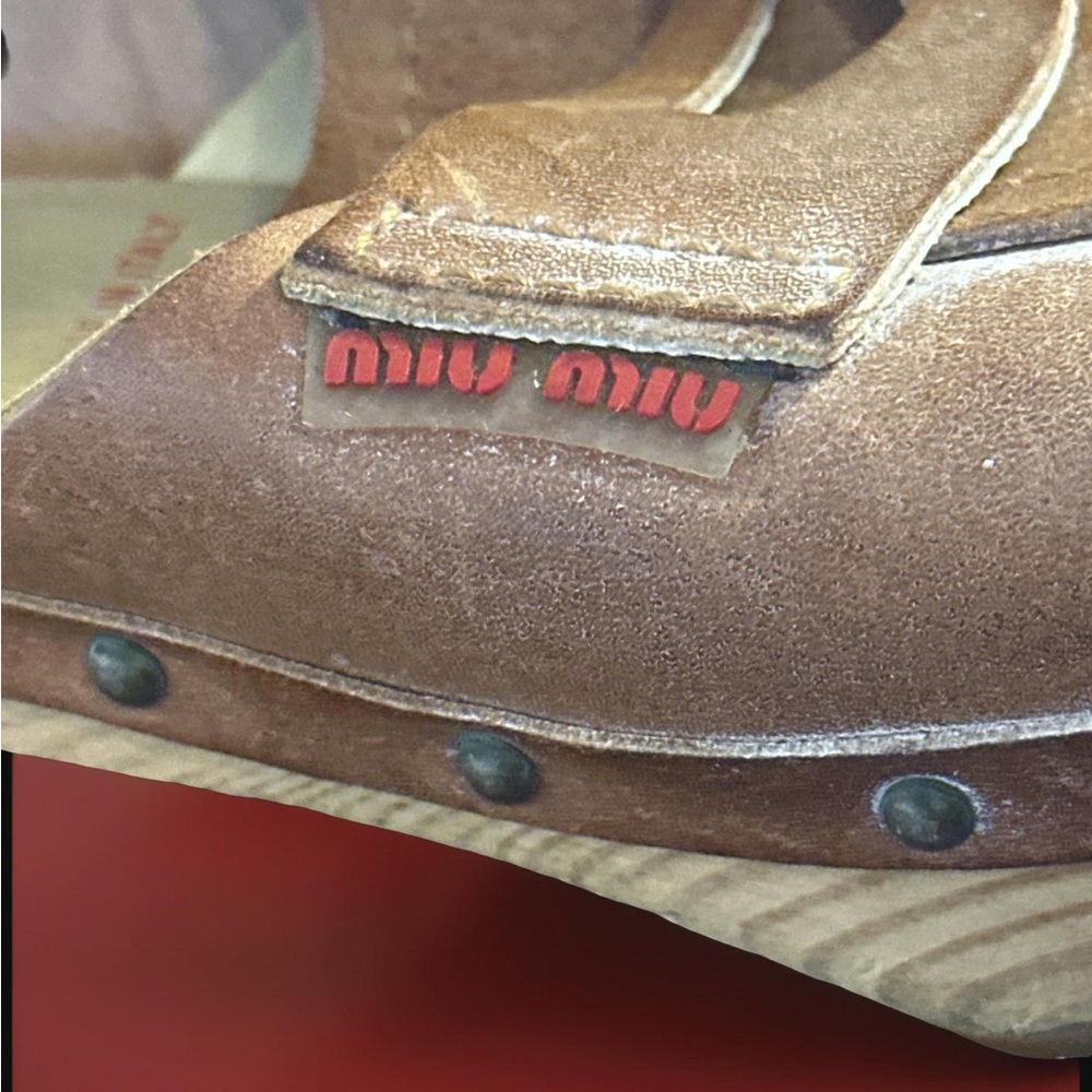 Miu Miu Leather Studded Clog Heels Size 7 (37) Ma… - image 8